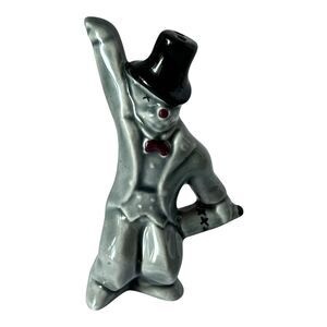 MCM Hobo Clown Single Shaker Porcelain Celadon Blue Cross Eyes Top Hat Kitsch